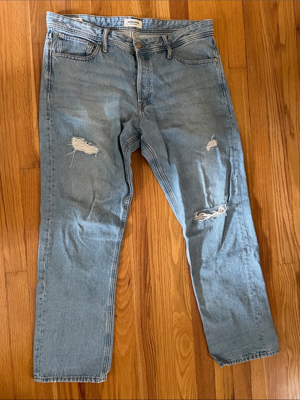 Jack & Jones Light Blue Distressed Straight Jeans